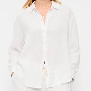 Open-Back Crinkle Gauze Button-Down Cotton Shirt